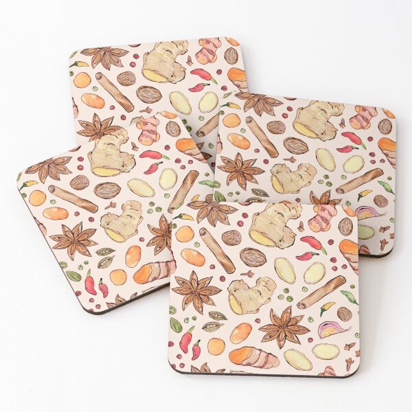 Item preview, Milk and Spice: turmeric, ginger, clove, cinnamon watercolor pattern designed and sold by AnjeseAnna.