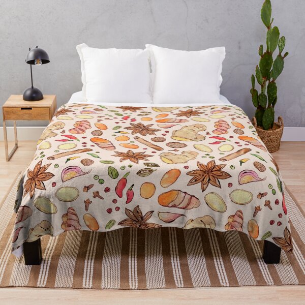 Item preview, Milk and Spice: turmeric, ginger, clove, cinnamon watercolor pattern designed and sold by AnjeseAnna.