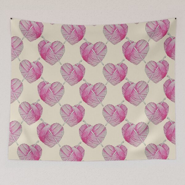 Item preview, Pink Yarn Heart Ball of Wool and Crochet Hook  designed and sold by RosalieReeves.
