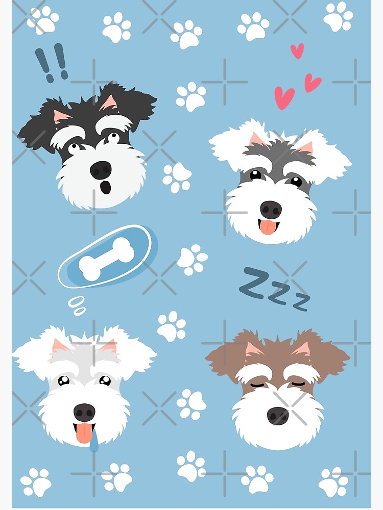"Kawaii Miniature Schnauzer Emoji" Photographic Print by Lulupainting