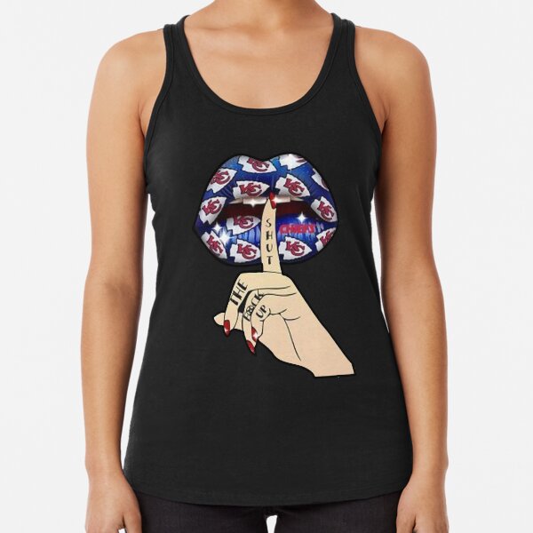 Shhh Woman Sexy Lips With Finger Secret Silence Kansas City Racerback Tank Top