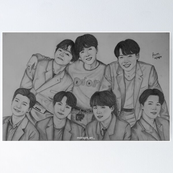 BTS(방탄소년단) Drawing|How To Draw BTS Members|Pencil Sketch Drawing|Anusree  Artwork - YouTube