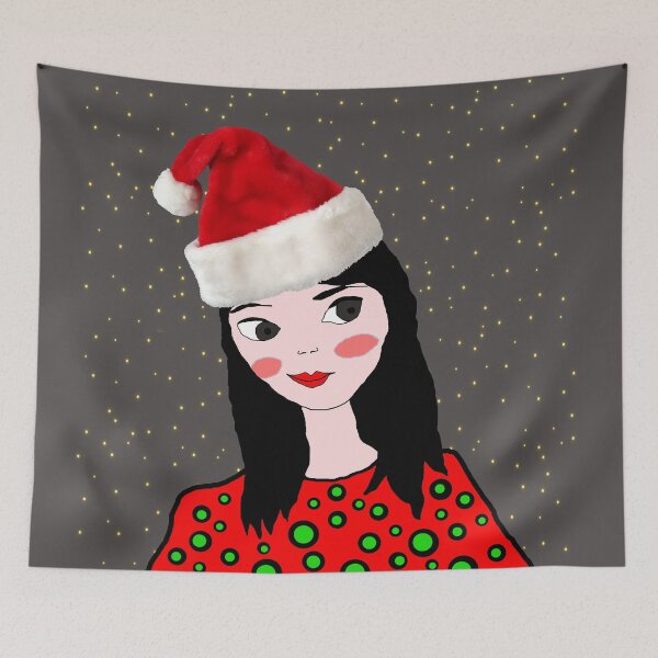 Item preview, Christmas vibe Girl painting by Elisavet designed and sold by azimaplace.