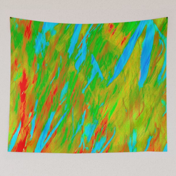 Item preview, Rivers of Color, Flaming Red, Aqua and Green Abstract designed and sold by EdwardMonet.