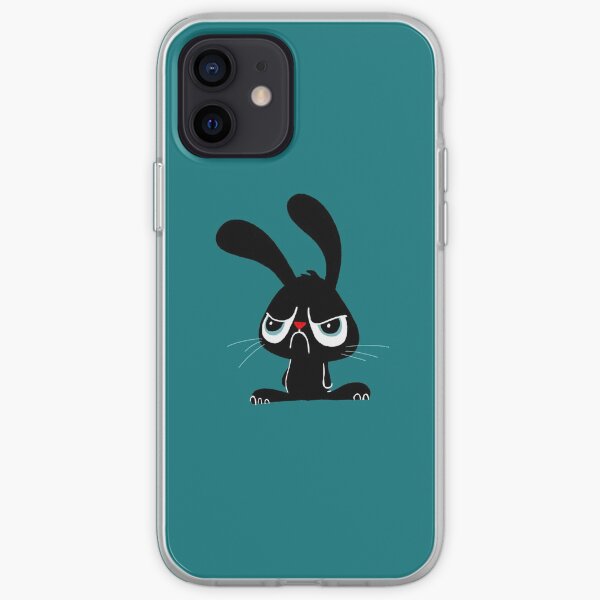 Cute Grumpy Bunny - Blue Version iPhone Soft Case