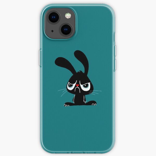 Cute Grumpy Bunny - Blue Version iPhone Soft Case