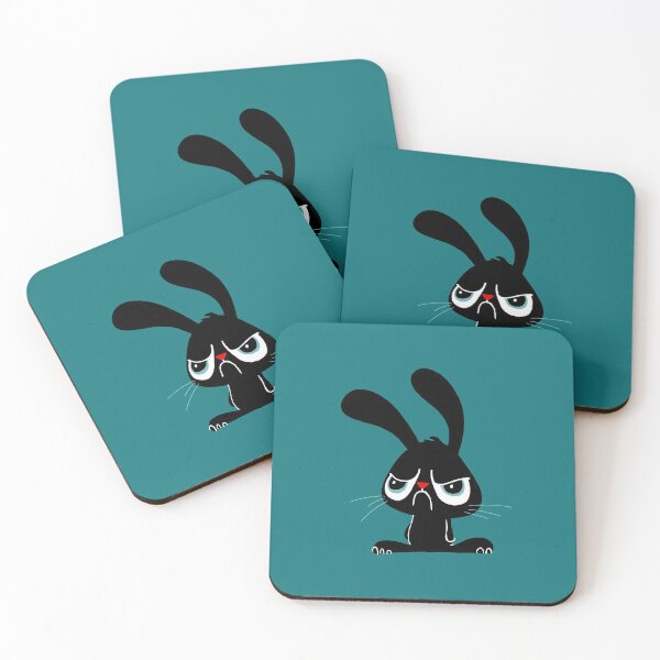 Item preview, Cute Grumpy Bunny - Blue Version designed and sold by Doozal.