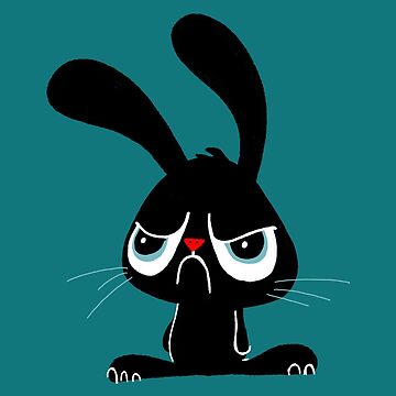Artwork thumbnail, Cute Grumpy Bunny - Blue Version by Doozal