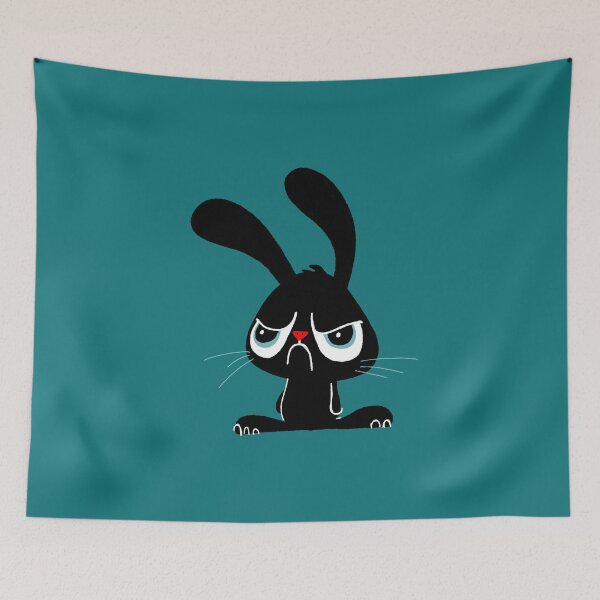 Item preview, Cute Grumpy Bunny - Blue Version designed and sold by Doozal.