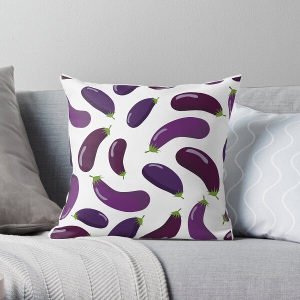 Eggplant Emoji Throw Pillow