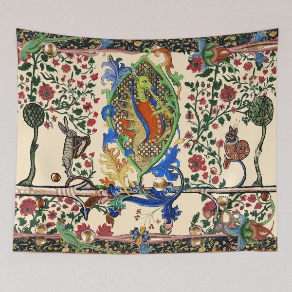 Item preview, WEIRD MEDIEVAL BESTIARY MAKING MUSIC, Dragon Playing Flute ,Harpist Rabbit,Snail Cat designed and sold by BulganLumini.