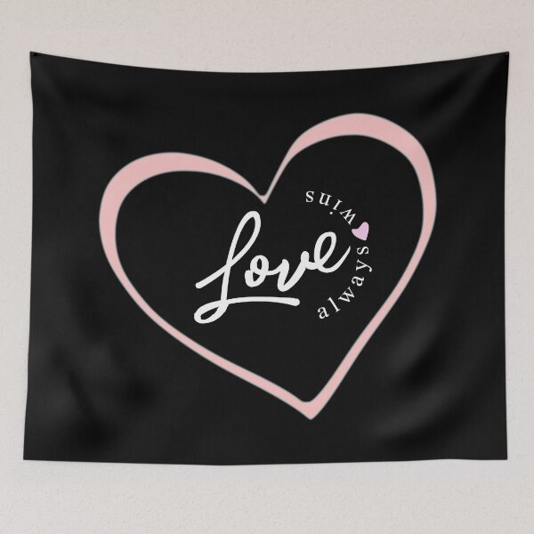 Item preview, Love Always Wins - Retro 80's pastel pink valentine heart on black   designed and sold by Caroline Laursen.