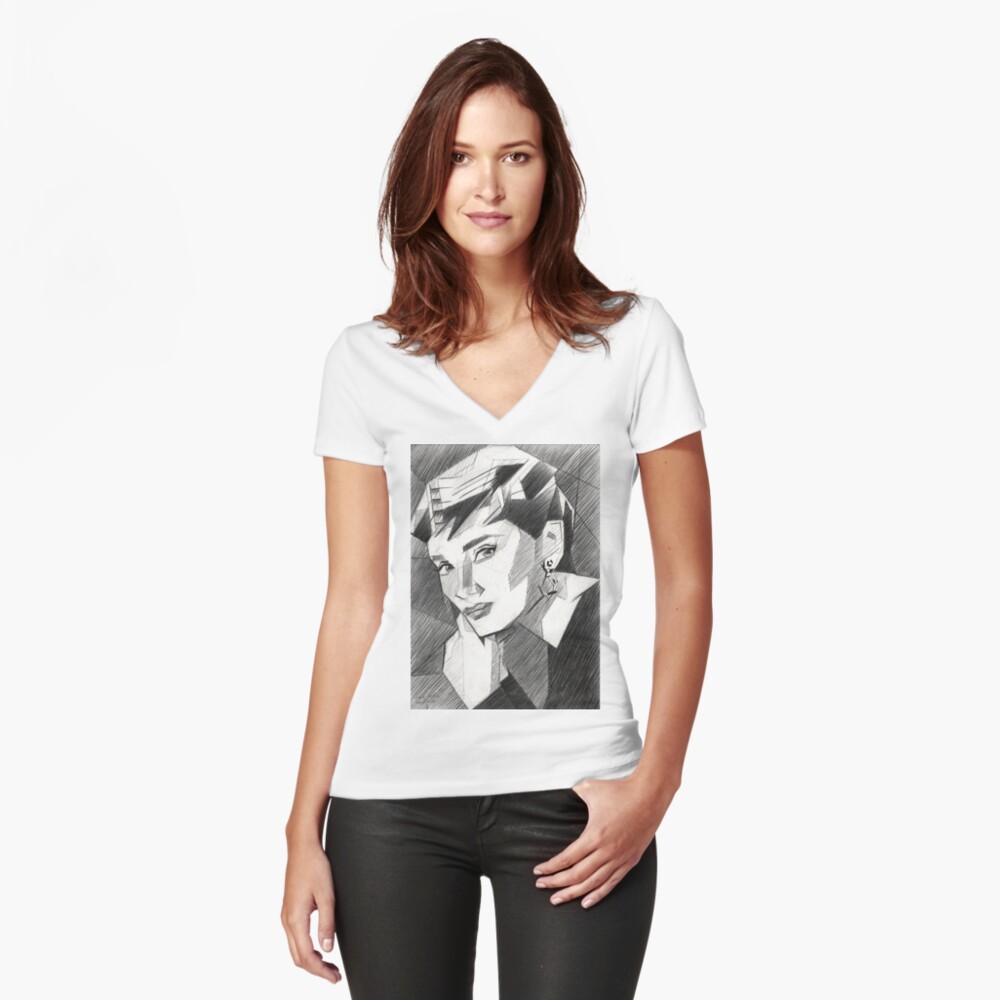 Item preview, Fitted V-Neck T-Shirt designed and sold by CorneAkkers.