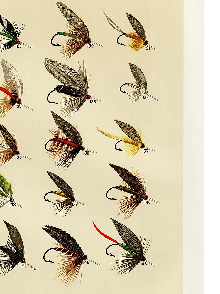 Vintage Fly Fishing Print - Trout Flies Scarf for Sale by