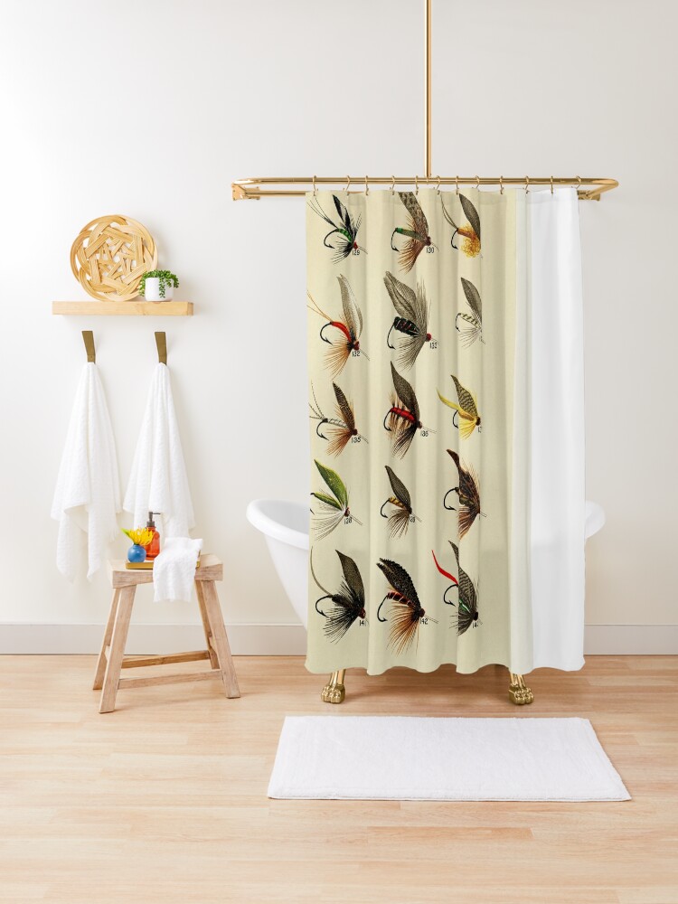 Vintage Fly Fishing Print - Trout Flies | Shower Curtain