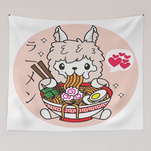 Item preview, Llama Eating Ramen Cute Kawaii Noodles designed and sold by YueHeng Creates ⭐⭐⭐⭐⭐.