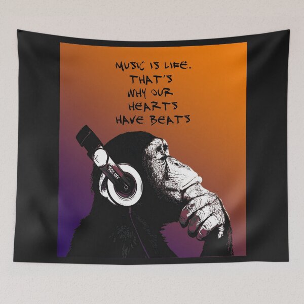 Item preview, Music is life. That’s why our hearts have beats - Banksy Art and Music Quote designed and sold by CASSNELSON.