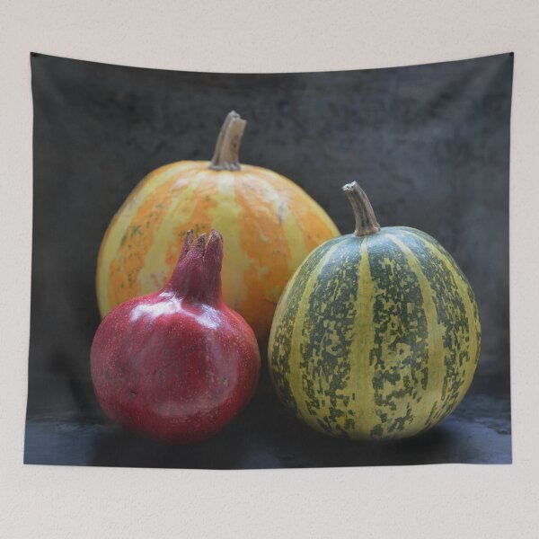 Item preview, pomegranate and pumpkins on black designed and sold by Mike Kiev art.