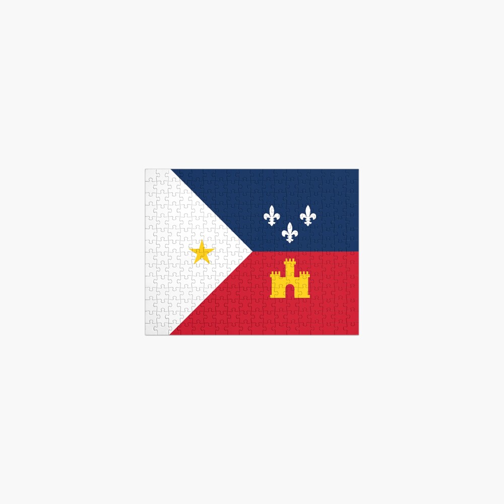 Acadiana flag Official French Louisiana region Franco-Amrerican Cajun Creole Red blue white HD High Quality Jigsaw Puzzle
