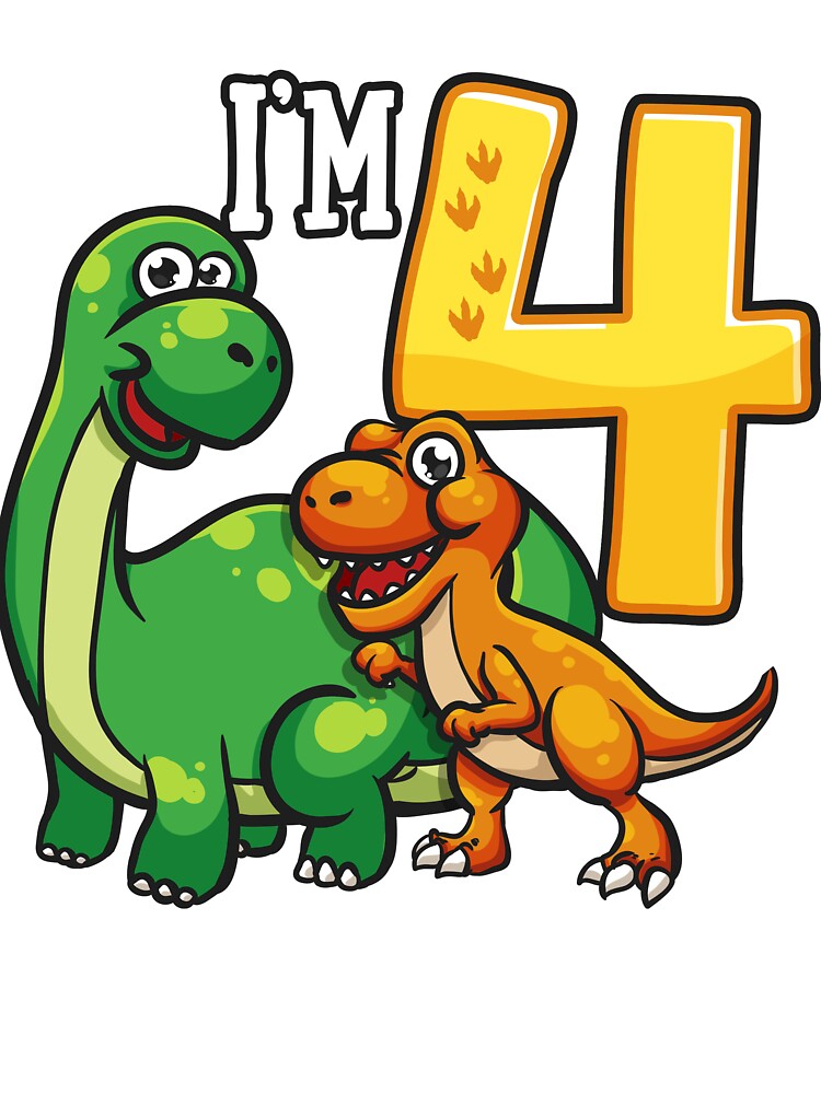 4th Birthday Dinosaurs 4 Years Kids T-Shirt by Mealla | Redbubble