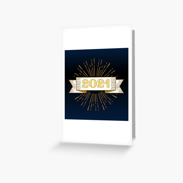 Item preview, 2021 happy new year holiday retro vintage theme blue gold yellow brown pattern designed and sold by maplunk.