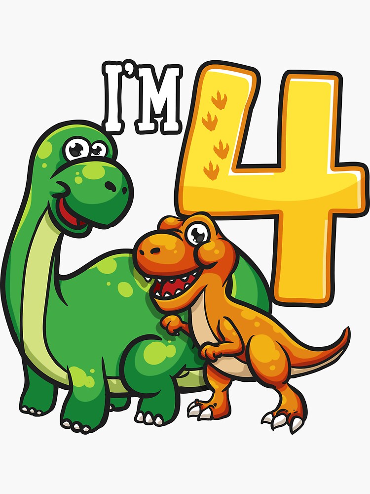 4th Birthday Boys 4 Years Old Dinosaur Dino' Sticker