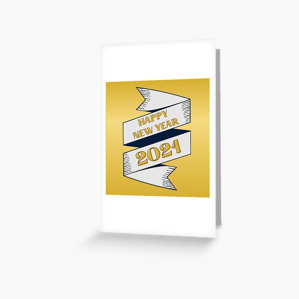 Item preview, happy new year 2021 holiday retro vintage theme blue gold yellow banner pattern designed and sold by maplunk.
