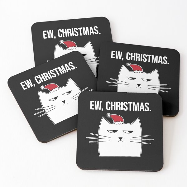 Item preview, Anti Xmas - Ew Christmas - Annoyed Christmas Hater Cat designed and sold by lemontee.