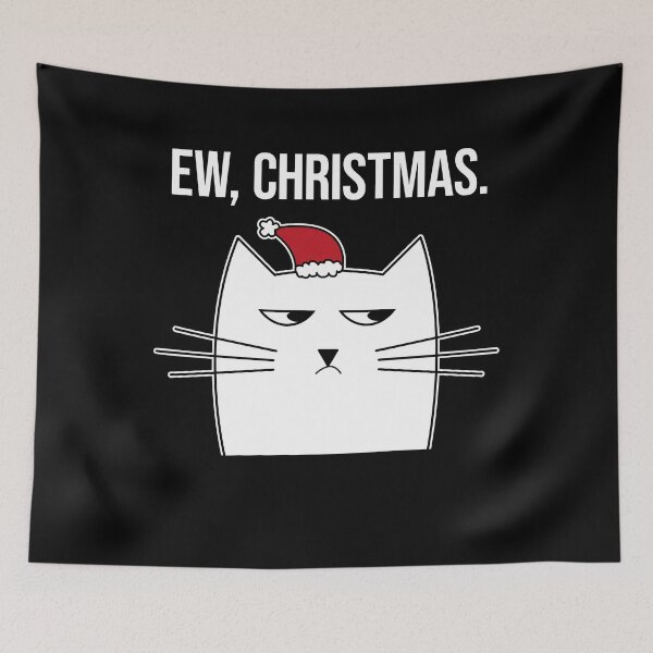 Item preview, Anti Xmas - Ew Christmas - Annoyed Christmas Hater Cat designed and sold by lemontee.
