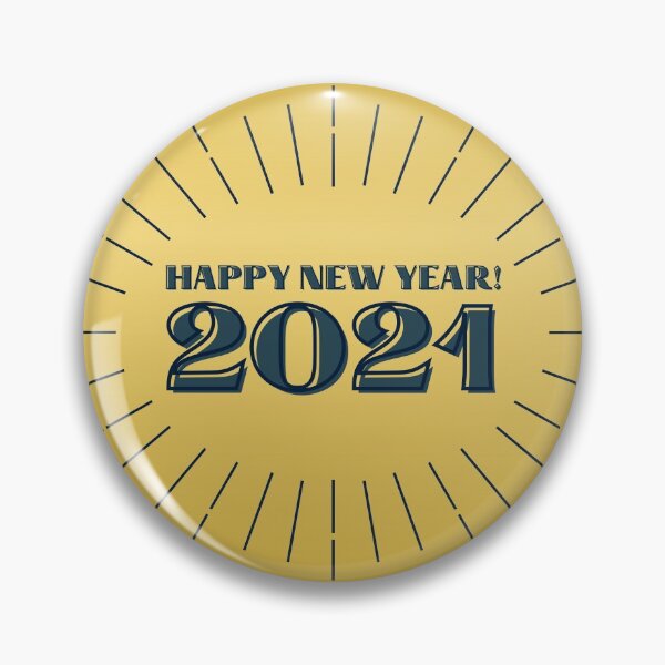 Item preview, happy new year 2021 holiday retro vintage theme blue gold yellow lines pattern designed and sold by maplunk.