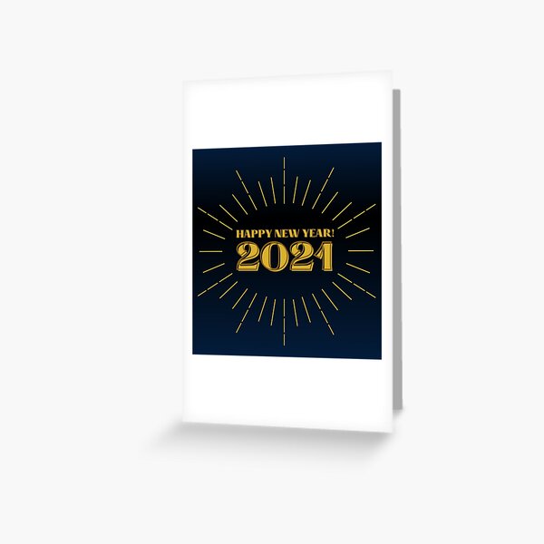 Item preview, happy new year 2021 holiday retro vintage theme blue gold yellow lines pattern designed and sold by maplunk.