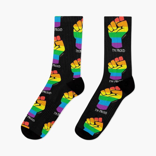 Item preview, ‘I’m proud’ rainbow black power fist designed and sold by RikkyTeesPride.
