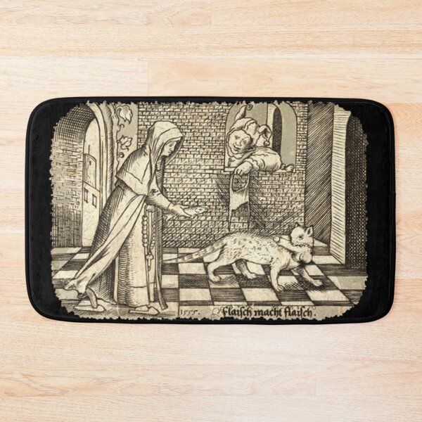Item preview, Medieval T-ShirtNun tempting a cat with a fish designed and sold by GongLake.