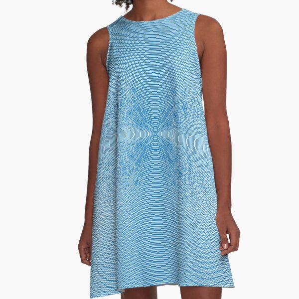 Blue Pattern A-Line Dress