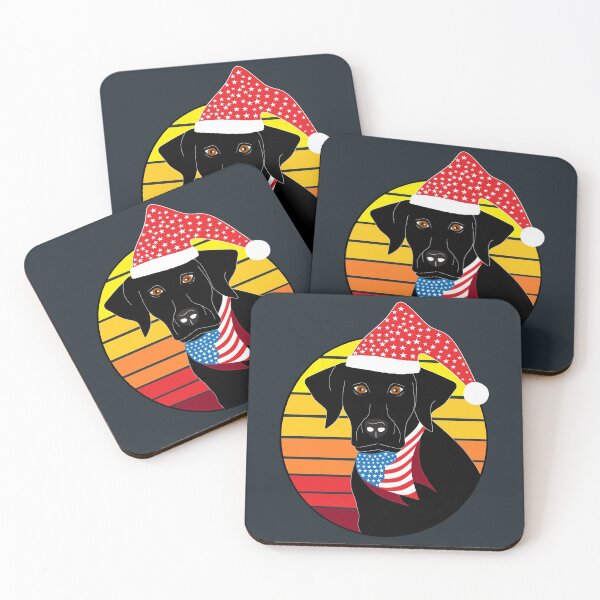 Item preview, Christmas Vintage Black Labrador with the USA Flag Scarf - Retro designed and sold by Georgiodaccache.