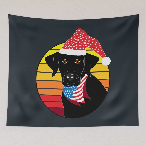 Item preview, Christmas Vintage Black Labrador with the USA Flag Scarf - Retro designed and sold by Georgiodaccache.
