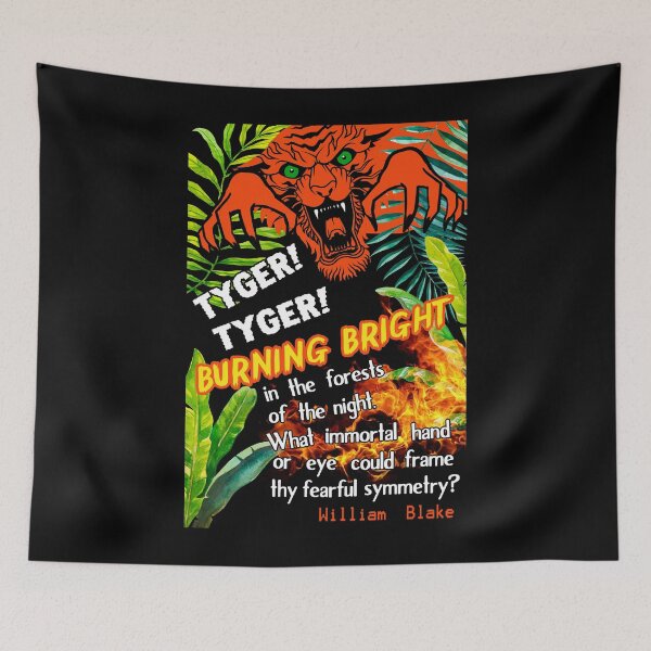 Item preview, Poem Tiger Tyger burning bright quote William Blake designed and sold by bushwombat.