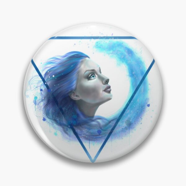 Artikelvorschau, Wassersymbol. Porträt der jungen Frau mit den blauen Haaren. Surreale digitale Malerei. entworfen und verkauft von Natalia Tan.