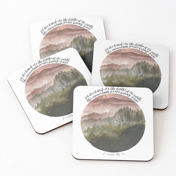 Item preview, Forest Watercolour Landscape with Bible Lettering from Psalm 95:4 designed and sold by floweringwords.