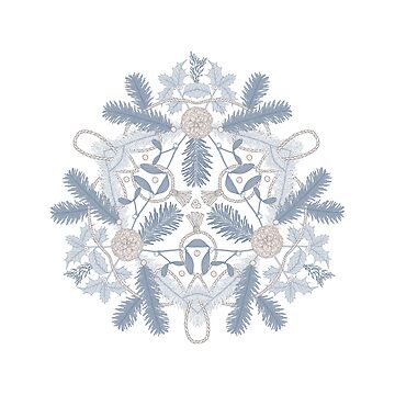 Artwork thumbnail, Winter Evergreens Illustration on White by karolfuldesigns