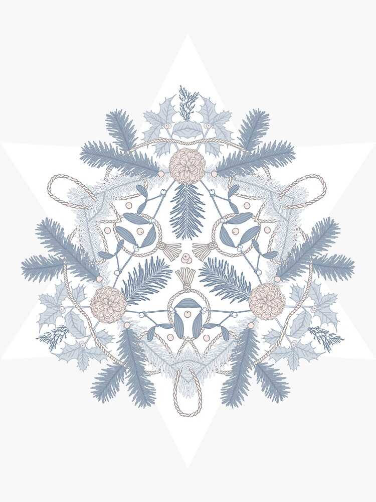 Thumbnail 3 of 3, Sticker, Winter Evergreens Illustration on White designed and sold by karolfuldesigns.