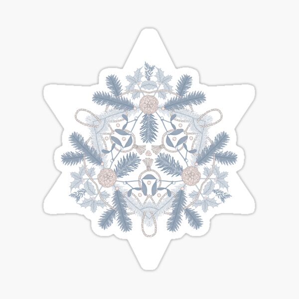 Winter Evergreens Illustration on White Sticker