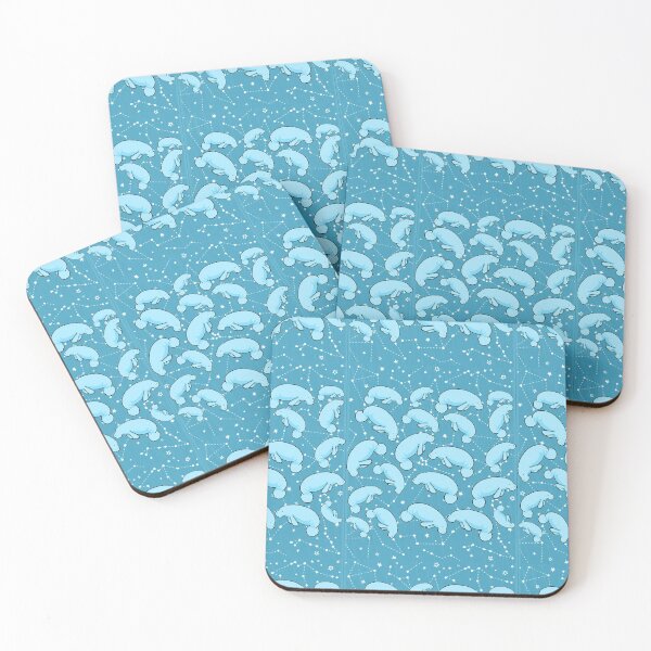 Item preview, Under a manatee sky - pattern of celestial manatees in baby blue designed and sold by tostoini.