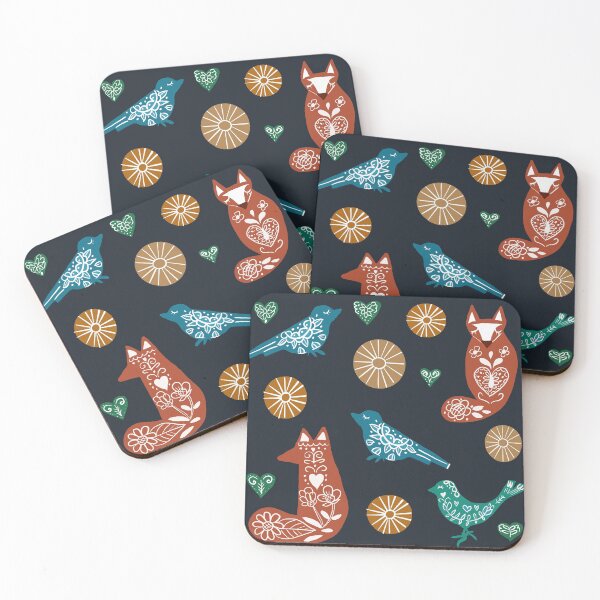 Item preview, Folkart Foxes and Birds designed and sold by ESpencerArts.