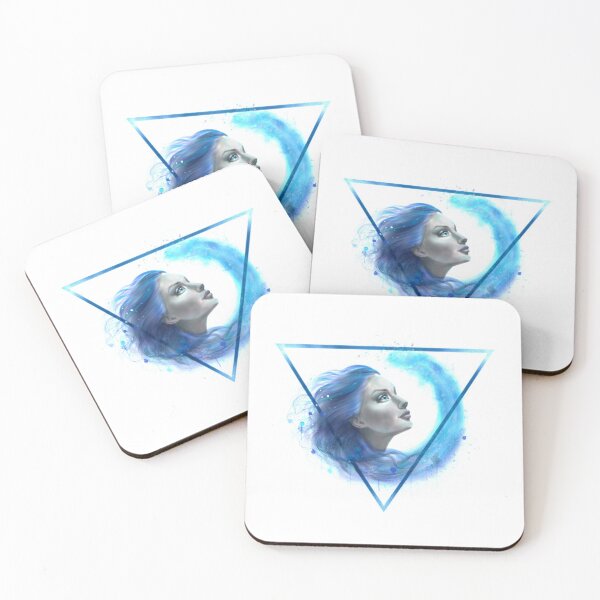 Artikelvorschau, Wassersymbol. Porträt der jungen Frau mit den blauen Haaren. Surreale digitale Malerei. entworfen und verkauft von Natalia Tan.