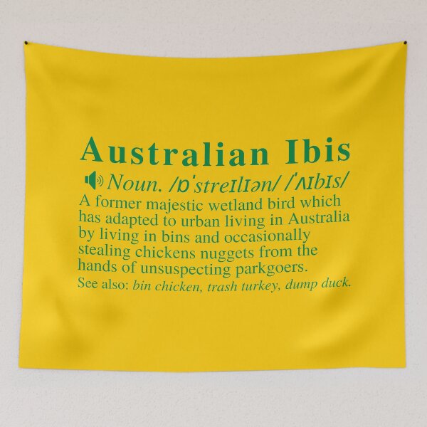 Item preview, Funny Australian Ibis Definition. Green And Gold Background.  designed and sold by mind-illusions.