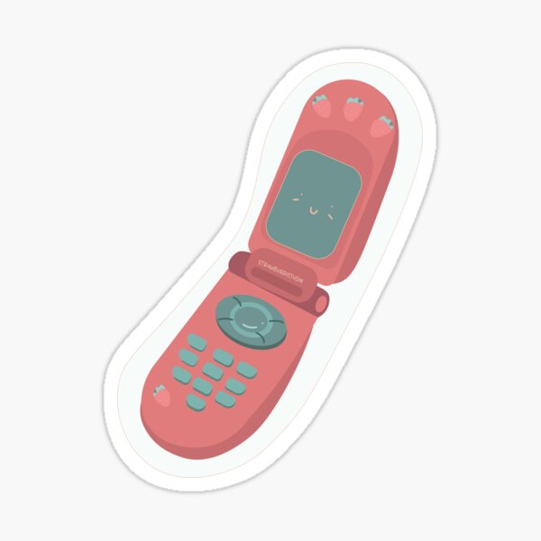 Strawberry Flip Phone Sticker