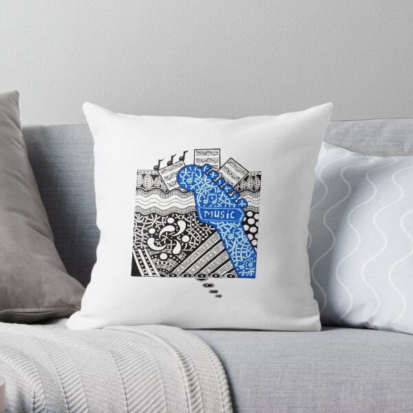 Music - Doodle Drawing Throw Pillow