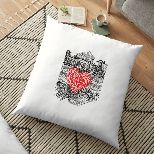 Love - Doodle Drawing Floor Pillow