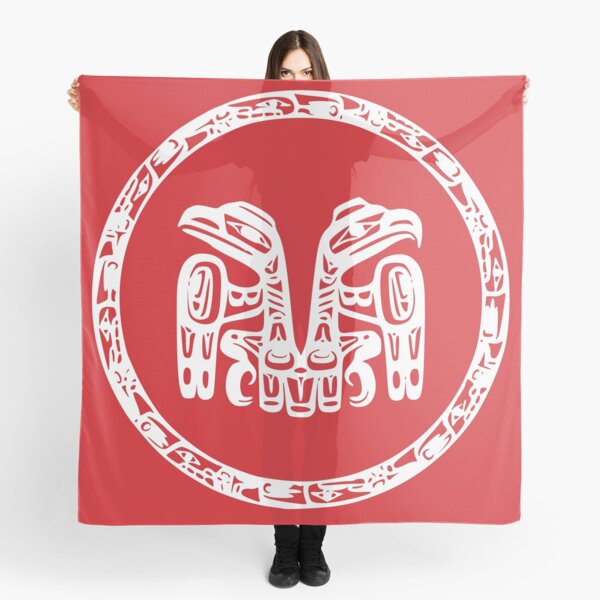 Haida Indigenous Flag Gwaii British Columbia Canada First Nations Red and white Raven HD High Quality Scarf